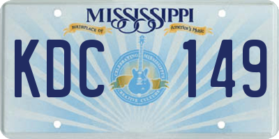 MS license plate KDC149