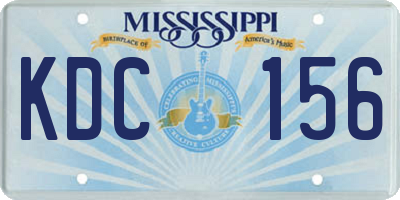 MS license plate KDC156