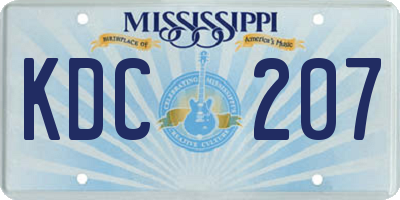 MS license plate KDC207