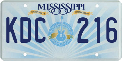 MS license plate KDC216