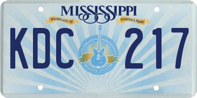 MS license plate KDC217