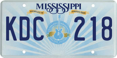 MS license plate KDC218