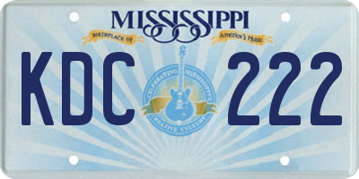 MS license plate KDC222