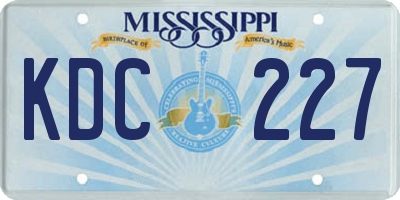 MS license plate KDC227