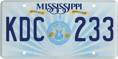 MS license plate KDC233