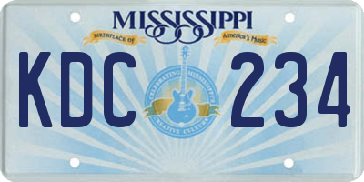 MS license plate KDC234
