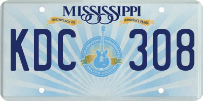 MS license plate KDC308