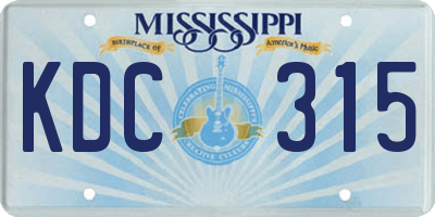 MS license plate KDC315