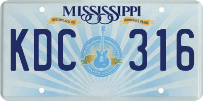 MS license plate KDC316