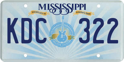 MS license plate KDC322