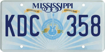 MS license plate KDC358