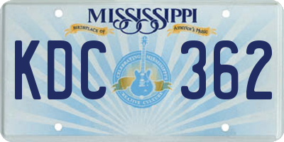 MS license plate KDC362