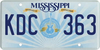 MS license plate KDC363
