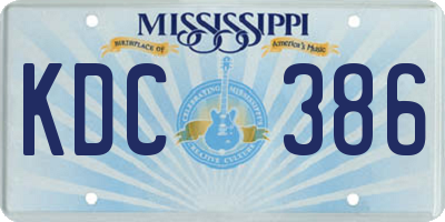 MS license plate KDC386
