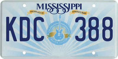 MS license plate KDC388