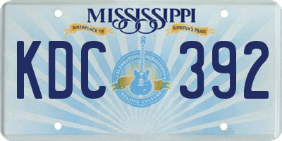 MS license plate KDC392