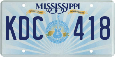 MS license plate KDC418