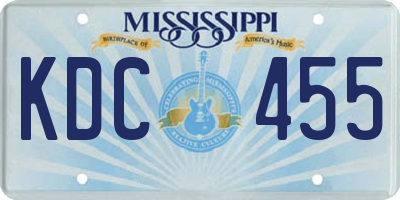 MS license plate KDC455