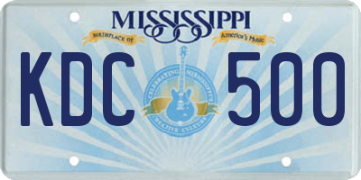 MS license plate KDC500