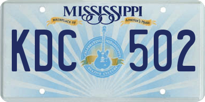 MS license plate KDC502