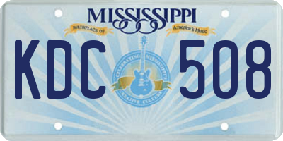 MS license plate KDC508