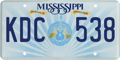 MS license plate KDC538