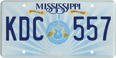 MS license plate KDC557