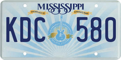 MS license plate KDC580
