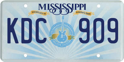 MS license plate KDC909