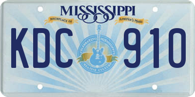 MS license plate KDC910