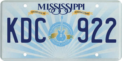 MS license plate KDC922