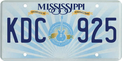 MS license plate KDC925