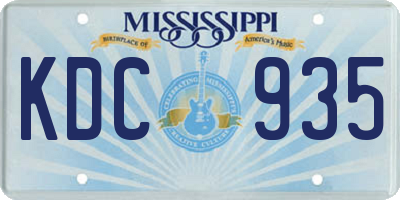 MS license plate KDC935