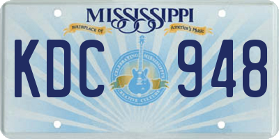 MS license plate KDC948