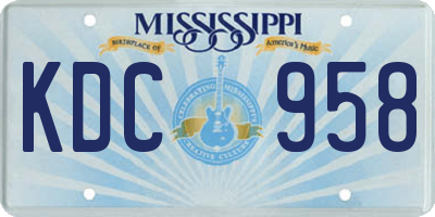 MS license plate KDC958