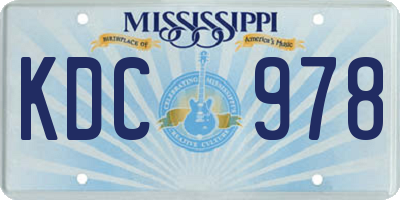 MS license plate KDC978