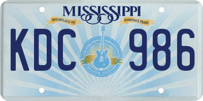 MS license plate KDC986