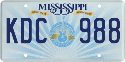 MS license plate KDC988