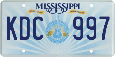 MS license plate KDC997