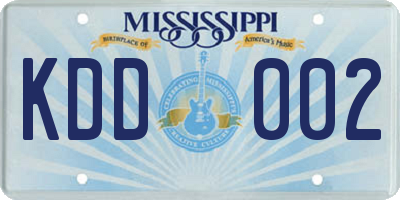 MS license plate KDD002