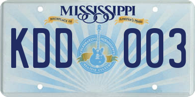 MS license plate KDD003