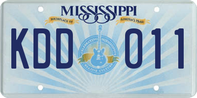 MS license plate KDD011