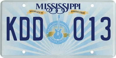 MS license plate KDD013