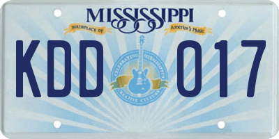 MS license plate KDD017