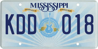 MS license plate KDD018