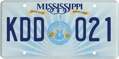 MS license plate KDD021