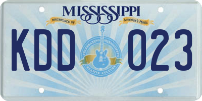 MS license plate KDD023