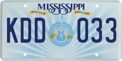 MS license plate KDD033