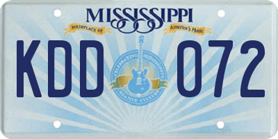 MS license plate KDD072