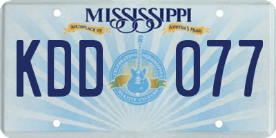 MS license plate KDD077